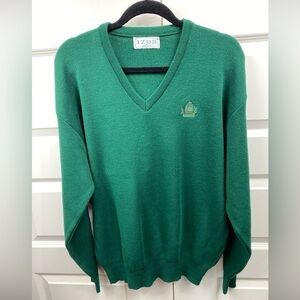 Vintage Izod Sweater Men's Pullover V-Neck Crest XL Extra Large Green